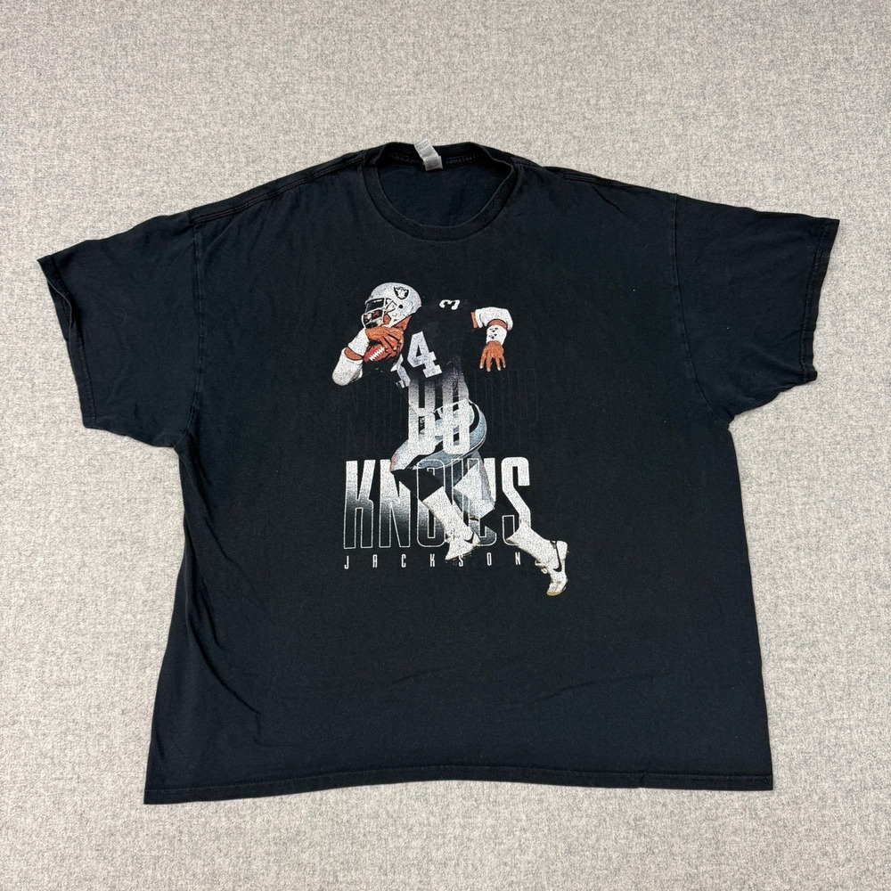 Gildan Bo Jackson Bo Knows Raiders T-Shirt 2XL Black Graphic Heavy Cotton